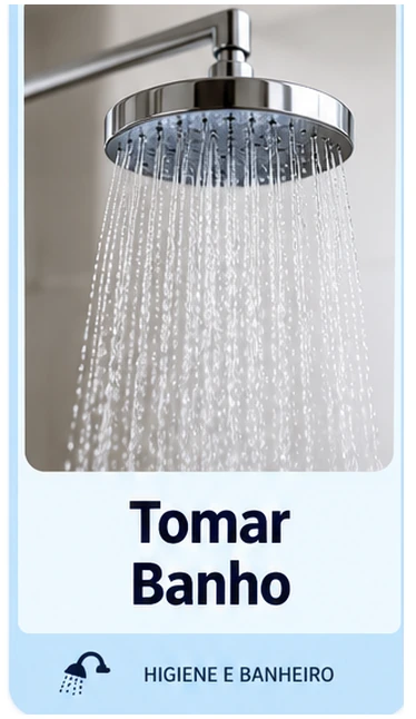 Cartão visual da rotina diária, com ilustração e nome da atividade.