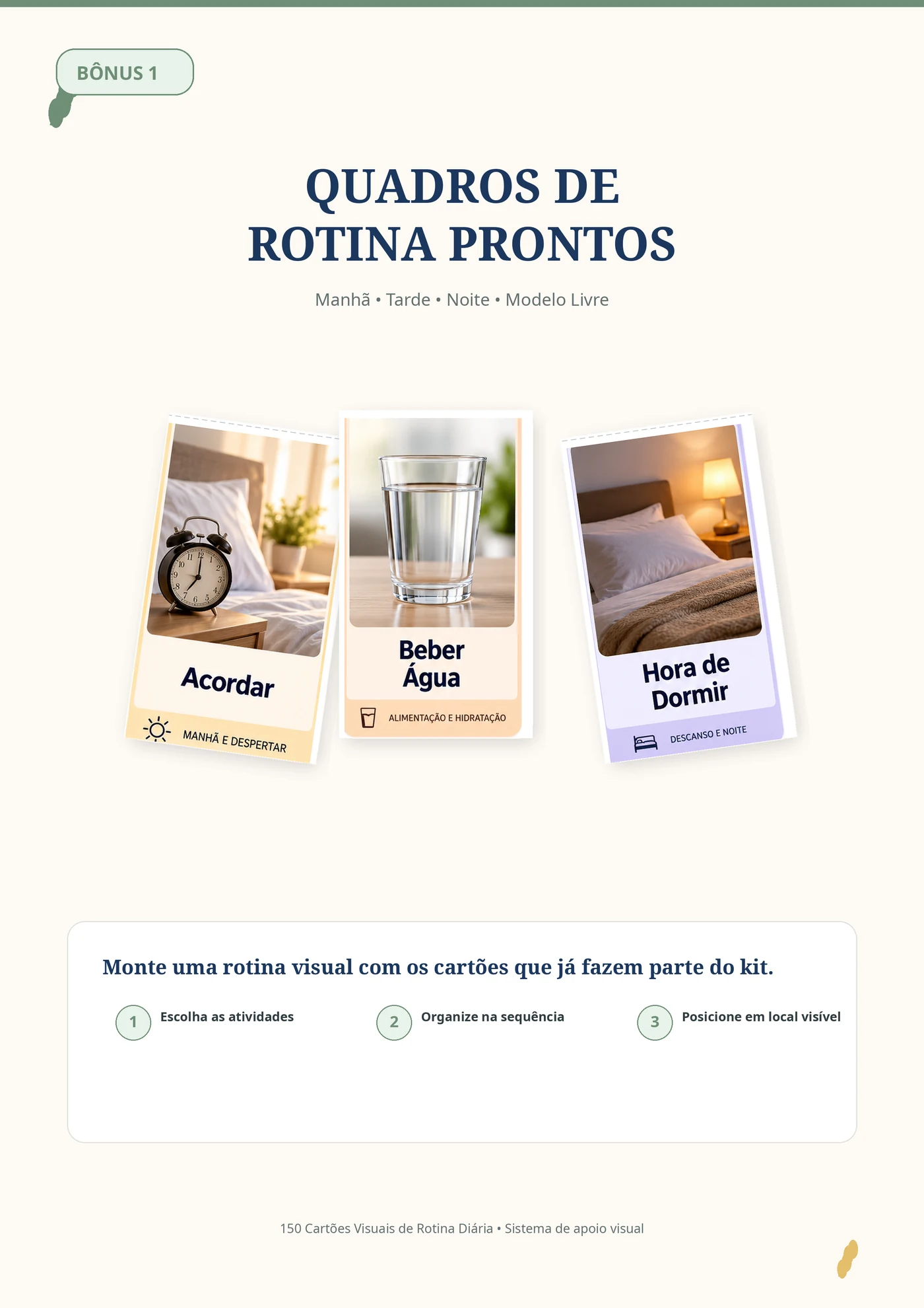Quadros de rotina prontos para manhã, tarde e noite.
